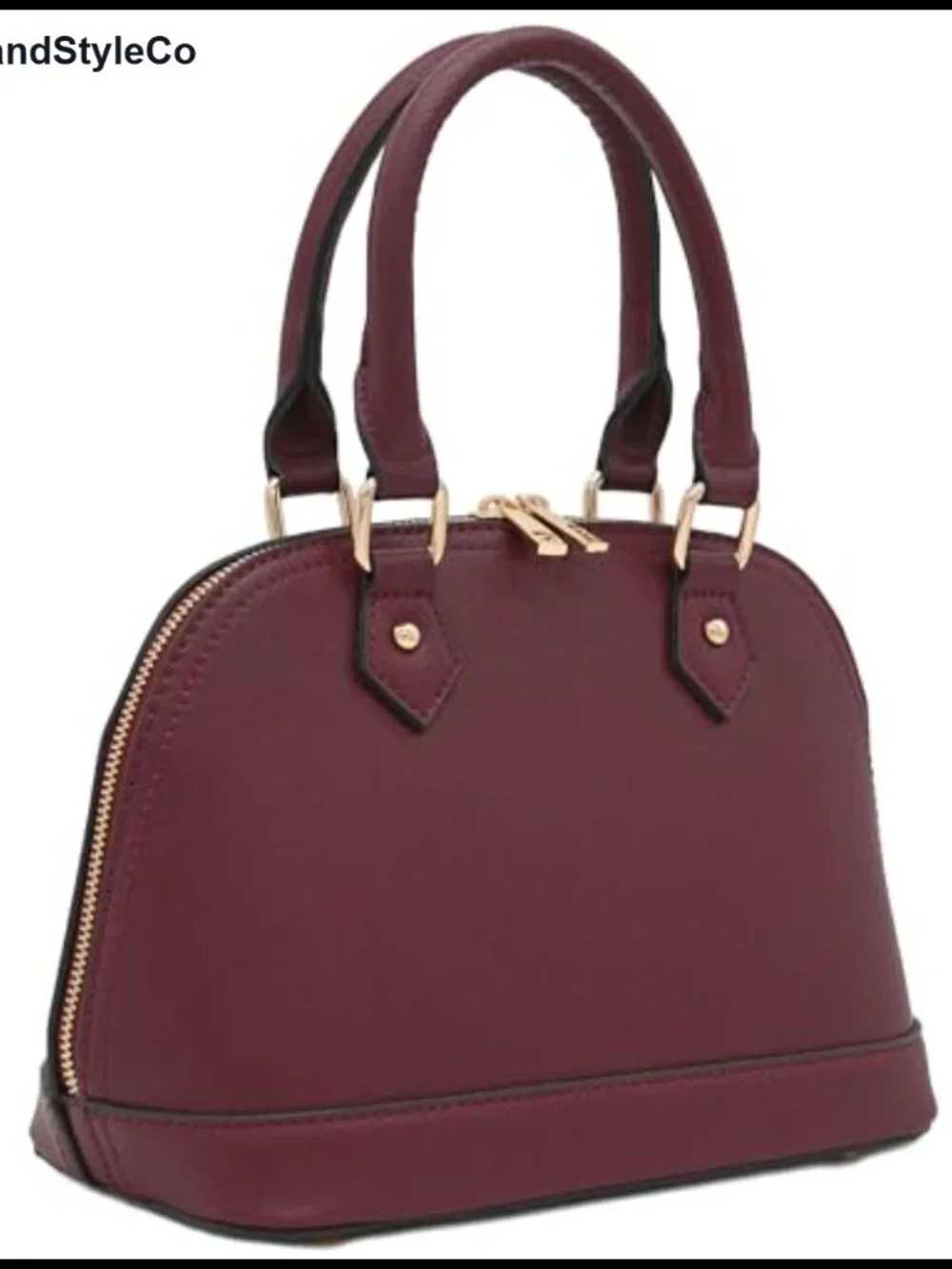 Faux Saffiano Leather Dome Satchel Purse Handbag